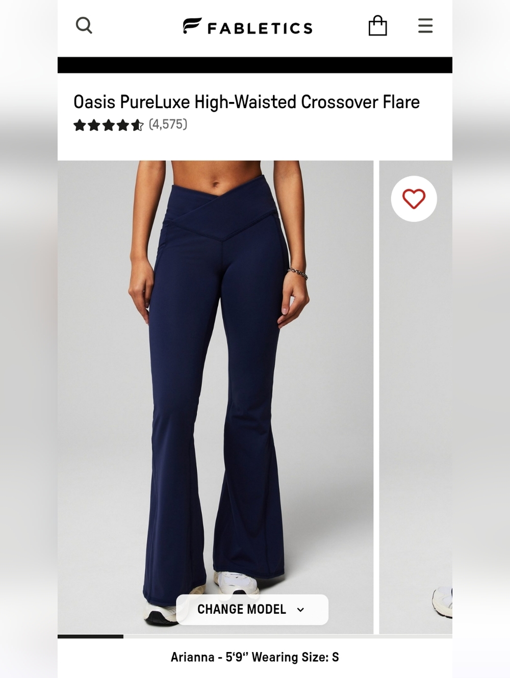 Fabletics Oasis Crossover Flare pant, size M / tall & Principle Bra, size L
